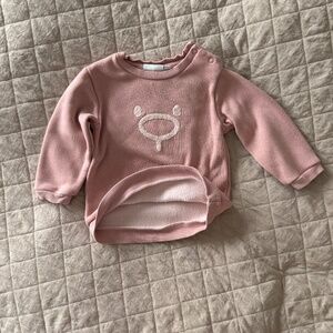 Noukie's fleecy baby sweater, size 12M in dusty rose